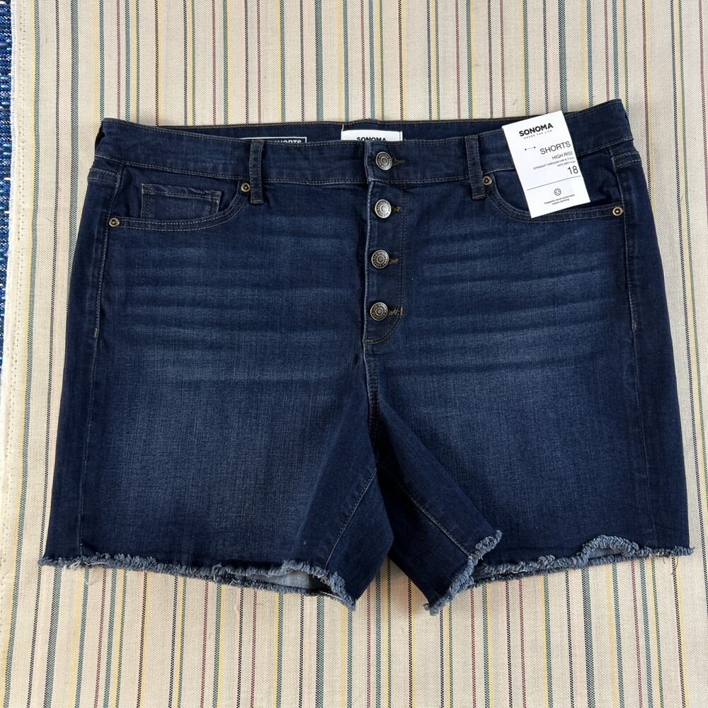 NEW Sonoma Cut Off Jean Shorts Womens ACTUAL 36x5 Blue Size 18 High Rise #8013